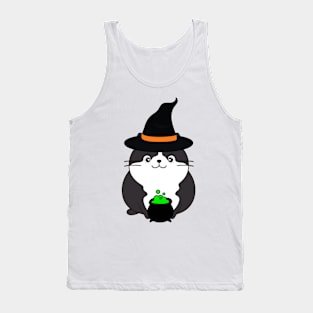 Funny fat cat is wearing a witch costume Tank Top